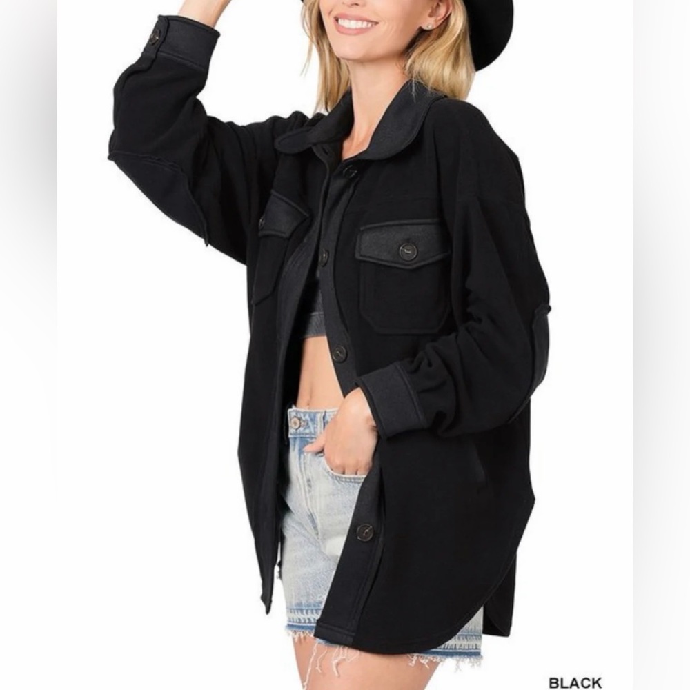 Pol Oversized Basic Fleece Shacket - image 1